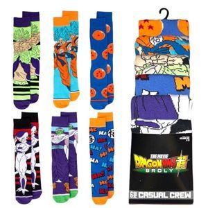 Dragon Ball Super Broly Men's Character Casual Crew Socks Bioworld 6-Pair